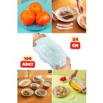 Vekorr 100 Adet 24 Cm Tabak Tencere Koruma Bonesi Lastikli Tazelik Koruyucu Çok Amaçlı Mutfak Poşeti