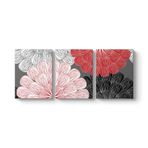 Vektörel Gerbera Çiçeği Tablosu 126 x 55-3 Parçalı