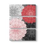 Vektörel Gerbera Çiçeği Tablosu 70 x 96-3 Parçalı