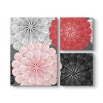Vektörel Gerbera Çiçeği Tablosu 88 x 73-3 Parçalı