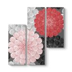 Vektörel Gerbera Çiçeği Tablosu 96 x 100-3 Parçalı