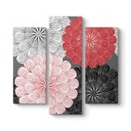 Vektörel Gerbera Çiçeği Tablosu 96 x 90-3 Parçalı