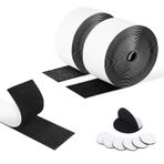 Velcro bant, kendinden yapışkanlı, 6 metre, ekstra güçlü, çift taraflı yapıştırıcı, cırt cırtlı sabitleyici, 20 mm genişliğinde, yapışkan ped, cırt cırtlı kanca ve halka sabitleyici siyah, beyaz