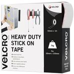 Velcro marka | kendinden yapışkanlı cırt cırtlı bant | kesilebilir endüstriyel ekstra güçlü çift taraflı kendinden yapışkanlı cırt cırtlı bant | beyaz | 50 mm x 1 m