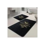 Veldena Çınar Yaprağı 2li Banyo Paspas Takımı, 50x80 cm, Siyah