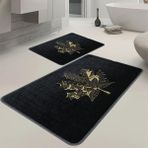Veldena Çınar Yaprağı 2'li Banyo Paspas Takımı - Siyah - 50 x 80 cm
