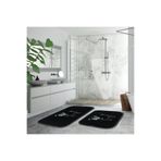Veldena Köpekli Desen 2li Banyo Paspas Takımı, 60x100 cm, Siyah