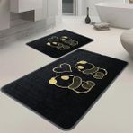 Veldena Panda Desen 2li Banyo Paspas Takımı - Siyah - 50 x 80 cm