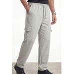 Veleno Erkek Gri Paraşüt Kumaş Kargo Cepli, Ayarlanabilir Paça Klipsli, Baggy Pantolon