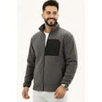Veleno Füme Erkek Softshell Anti Peeling Polar Ceket 3 Cepli Tam Fermuarlı Ön Parça Detaylı