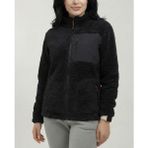 Veleno Kadın Siyah Kuzu Welsoft Yünlü Peluş Kürklü Polar Ceket Tam Fermuarlı 3 Cepli - 2XL - Regular Fit