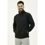 Veleno Siyah Erkek Softshell Anti Peeling Polar Ceket 3 Cepli Tam Fermuarlı Ön Parça Detaylı