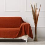 Velerde Home Battal Boy | Kollarınıda kapatan | Şönil Çift Taraflı Kaymaz Koltuk Örtüsü | Çekyat Örtüsü | Koltuk Şalı | Renk : Kiremit - 175 x 300 cm