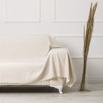 Velerde Home Battal Boy | Kollarınıda kapatan | Şönil Çift Taraflı Kaymaz Koltuk Örtüsü | Çekyat Örtüsü | Koltuk Şalı | Renk : Krem - 175 x 300 cm
