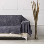 Velerde Home vessel Antrasit Battal Boy Kollarınıda Kapatan Çift Taraflı Çekyat Koltuk Örtüsü Şalı - 180 x 300 cm
