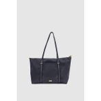 Velie Paraşüt Kumaş Şeritli Shopper Çanta Siyah - 45 x 30 x 10 cm