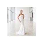 VELİSİA Krep kumaşa saten pileli yaka abiye elbise gelinlik nikah elbisesi