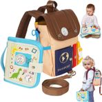 Velladventure Yeni yürümeye başlayan çocuklar için meşgul sırt çantası - 1-3 çocuklar için meşgul kitap - seyahat tasması - çocuk seyahat çantası - erkek ve kız çocuklar için, Kremalı Tan, Small,