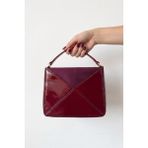 Vellamour Bordo Parlak Geometrik Desenli Kadın Omuz Çantası – Şık & Minimal Tasarım - Bordo-30776