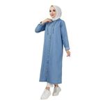 VELLICHOR Denim Kapşonlu Kap- Denin Pardesü-Lacivert Mavi-75 36