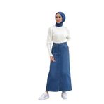 VELLICHOR Doğal Kumaşlı Yıldız Rivetli Kot Etek - Siyah Mavi 38