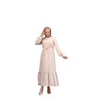 VELLICHOR Krep Kumaş Omuz Fırfırlı Elbise-Ekru Ekru-761 46