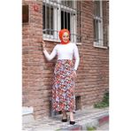 Vellichor Viskon Penye Etek- Siyah/ Kiremit - Orange - 40