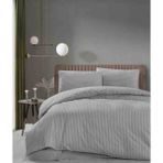 Vellista Home Collection %100 Pamuklu Çizgili Saten Tek Kişilik Nevresim Takımı 160×220 - Gri - 160 x 220 cm