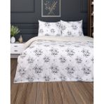 Vellorca Home Exclusive Gümüş Çiçek Tek Kişilik Lastikli Çarşaflı Nevresim Takımı - Lacivert - 160 x 120 cm