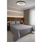 Velmira Jakarlı Kadife Elyaf Dolgulu Yatak Örtüsü 240X240 Cm Gri