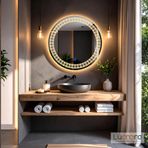Velmira Led'li Lazer Kumlamalı Lavabo & Banyo Aynası (Dokunmatik Sensörlü) günışığı ledli 60 x 60