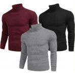 Velmora Fashion 3'lü Siyah, Bordo, Gri Kaşkorse Boğazlı Full Likralı Fitilli Body Kazak - Siyah - Bordo - Gri - Standart