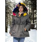 Velmora Fashion Kadın Su Geçirmez Kapüşonlu Mont - Füme - Standart