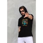 Velmora Fashion Kapşonlu Kolsuz Oversize Baskılı Tişört - Siyah - - XL