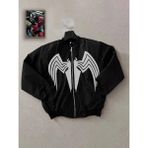 Velmora Fashion Unisex Siyah Bomber Mont - Venom Beyaz Örümcek Logolu,- Siyah -Vlmr - Dropsuz