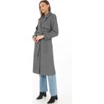 Velmora Fashion Velmora Premium Kadın Balık Sırtı Kaşmir Uzun Kaşe Kaban - Boyalı Gri