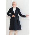 Velmora Fashion Velmora Premium Kadın Kaşe Kaban – Uzun Boy Kruvaze Yaka, Kuşaklı Tesettür Kışlık Kaban, Astarlı Şık
