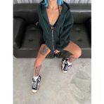 Velmora Fashion Velmora Premium Oversize Tam Fermuarlı Uzun Kol Hırka - Haki