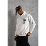 Velmora Fashion VF-Baskılı Kapşonlu Sweat - Beyaz -