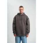 Velmora Fashion VF-Double Oversize Kapşonlu Nakışlı SweatShirt - Füme -