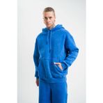 Velmora Fashion VF-Double Oversize Kapşonlu Yıkamalı SweatShirt - Mavi -