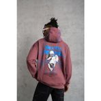 Velmora Fashion VF-Erkek Yıldırım Baskılı Kapşonlu Sweat - Gül Kurusu