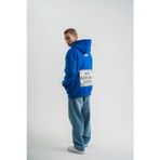 Velmora Fashion VF-Kapşonlu Uzun Kol Patchli Nakışlı SweatShirt - Mavi -