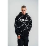 Velmora Fashion VF-Kapşonlu Varak ve Pano Baskılı SweatShirt- Siyah -