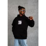 Velmora Fashion VF-Ön Arka Baskılı Kapşonlu Sweat - Siyah -