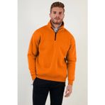 Velmora Fashion VF-Oversize Yarım Farmuarlı Yakalı Basic SweatShirt - Turuncu -