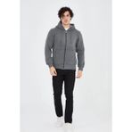 Velmora Fashion VF-Tam Fermuarlı Kapşonlu SweatShirt - Füme -