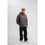 Velmora Fashion VF-Üç İplik Kapşonlu Dijital Patchli SweatShirt - Füme -