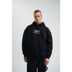 Velmora Fashion VF-Üç İplik Kapşonlu Dijital Patchli SweatShirt - Siyah -