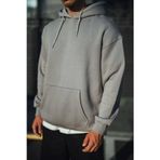 Velmora Fashion VF-Üç İplik Penye Kapşonlu Basic SweatShirt - Boyalı Gri -